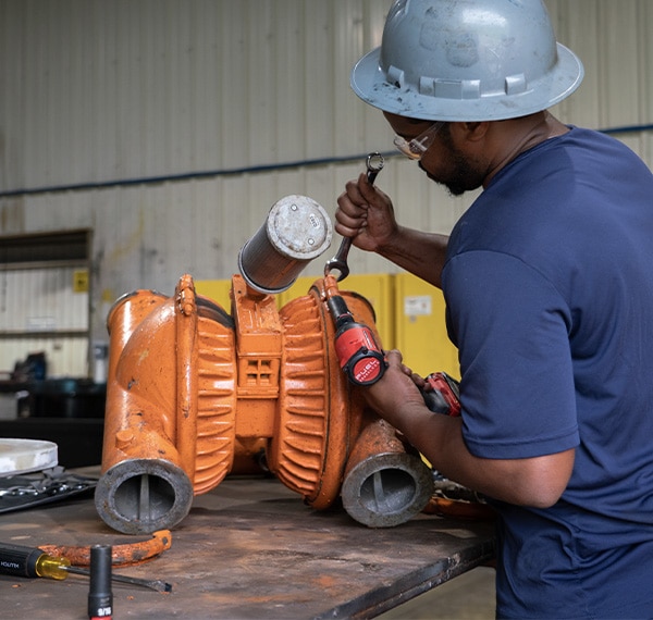 Industrial diaphragm pump maintenance at Gulf-Pro Services